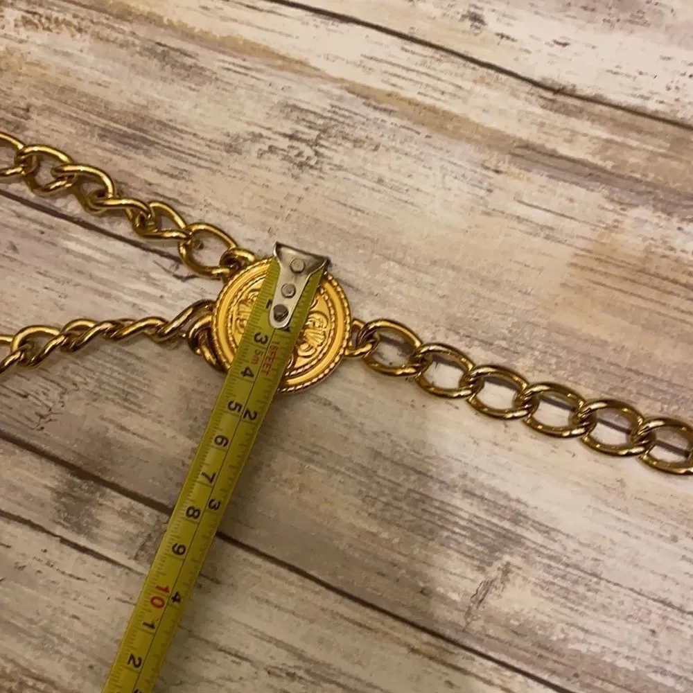 Gilded Gold vermeil hardware double row chain link vintage belt .